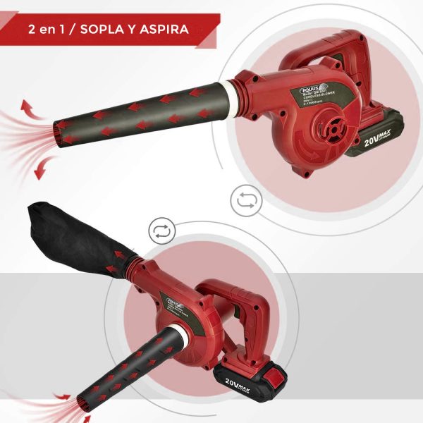 Sopla Aspiradora Equus 2 En 1 Inalambrica 20v Bateria Litio - Imagen 3
