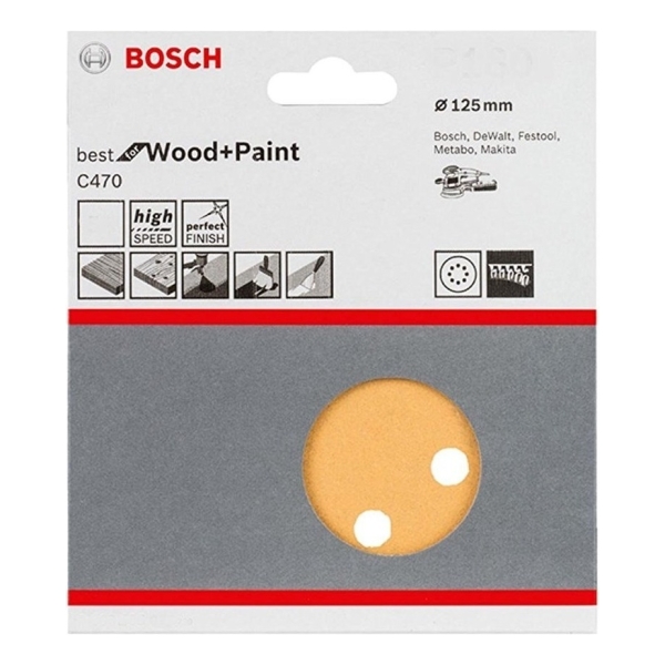 Lija Exentrica/rotorbitales Bosch 125mm Madera+pintura X5un.