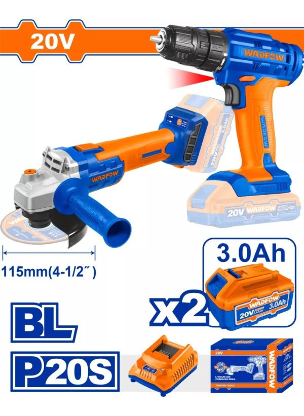 Kit Amoladora + Atornillador 20v Wadfow - Wck20512 - Imagen 2