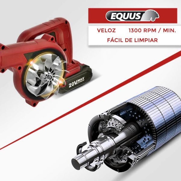 Sopla Aspiradora Equus 2 En 1 Inalambrica 20v Bateria Litio - Imagen 4