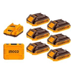 Set X 6 Baterias 2.0ah + Cargador En Valija Ingco