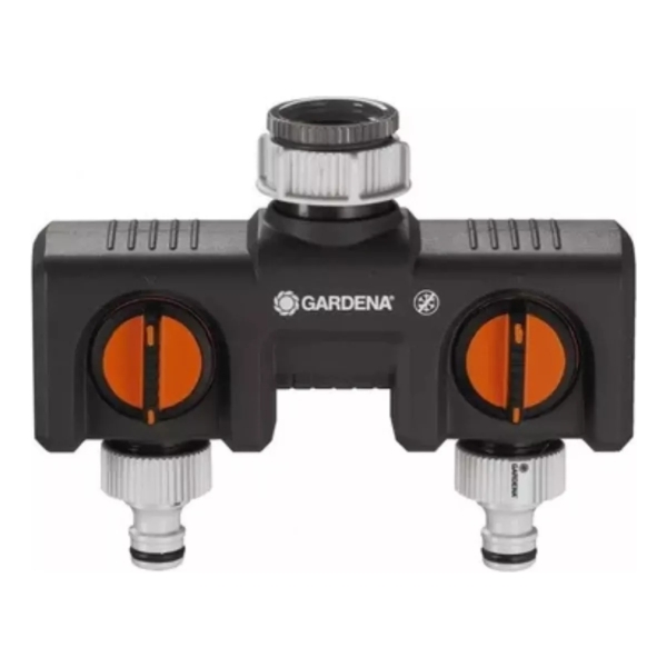 Conector Distribuidor 2 Vias Con Llave Para Canilla Gardena