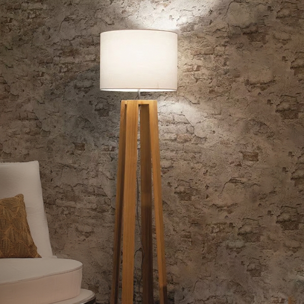 Portátil De Pie, Madera Y Pantalla De Tela E27 - Imagen 3