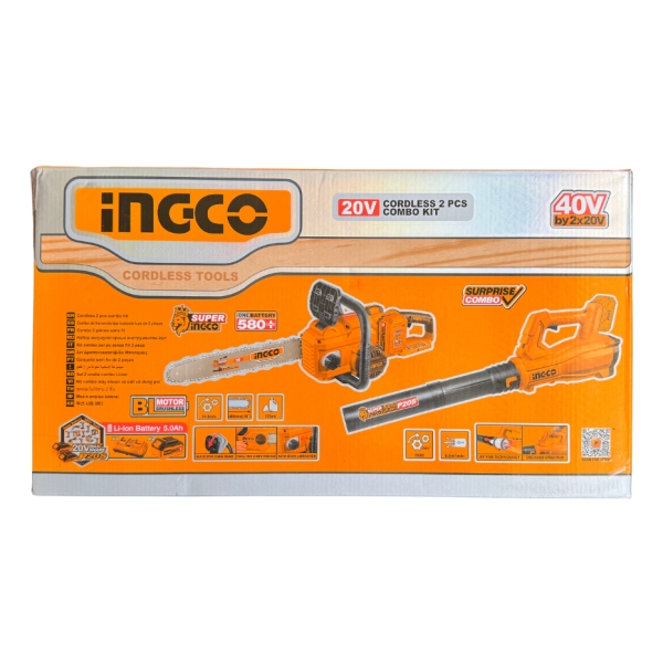 Kit Motosierra + Soplador Inalámbricos + 2 Bat 5.0ah Ingco - Imagen 2