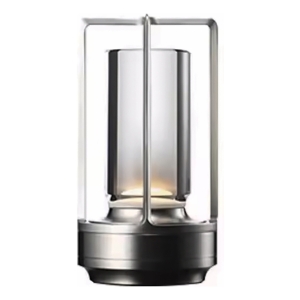 Lámpara Mesa Led Vintage Inalámbrica Usbc Plateada