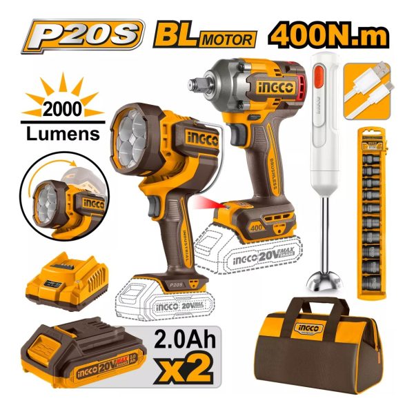 Kit Llave Impacto + Linterna + Mixer Ingco Cosli240961 - Imagen 2