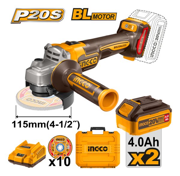Amoladora A Batera 20v Bl + 2 Bat 4ah + Valija Y Discos - Imagen 3