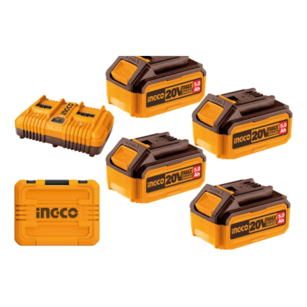 Set X 4 Baterias 5ah + Cargador Doble + Valija Ingco
