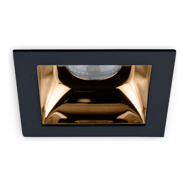 Downlight Cuadrado Negro Y Reflector Negro Gu10