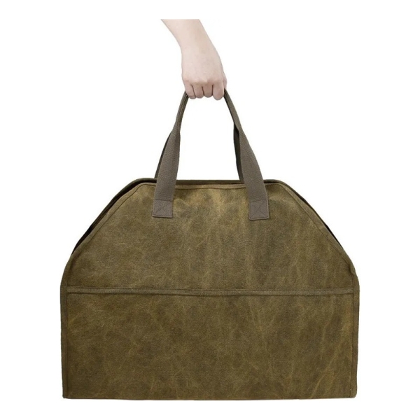 Bolso Leñero Lienzo Encerado Asas Verdes Equus - Imagen 2