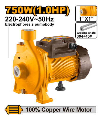 Bomba Centrifuga 1hp750w 125l/min 32m 220-240v Ingco - Imagen 2